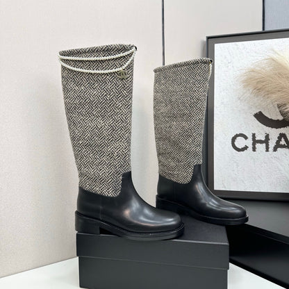 C 25 Pearl necklace decoration thick soled boots（GRAY/BLACK）
