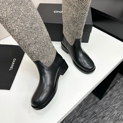 C 25 Pearl necklace decoration thick soled boots（GRAY/BLACK）