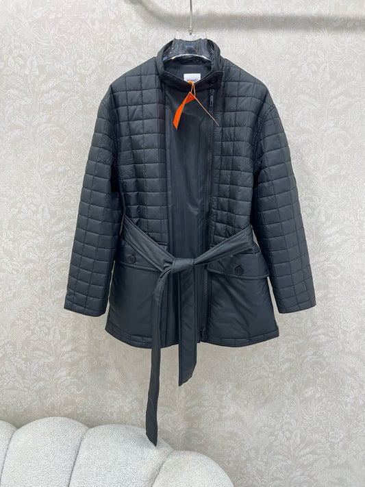 He 25 Stand up collar zipper medium length nylon cotton jacket