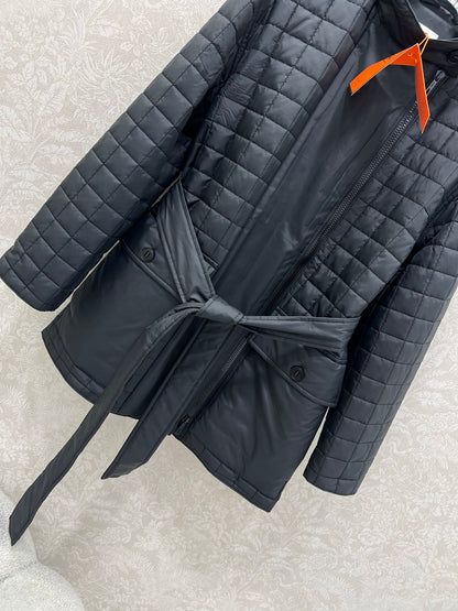 He 25 Stand up collar zipper medium length nylon cotton jacket