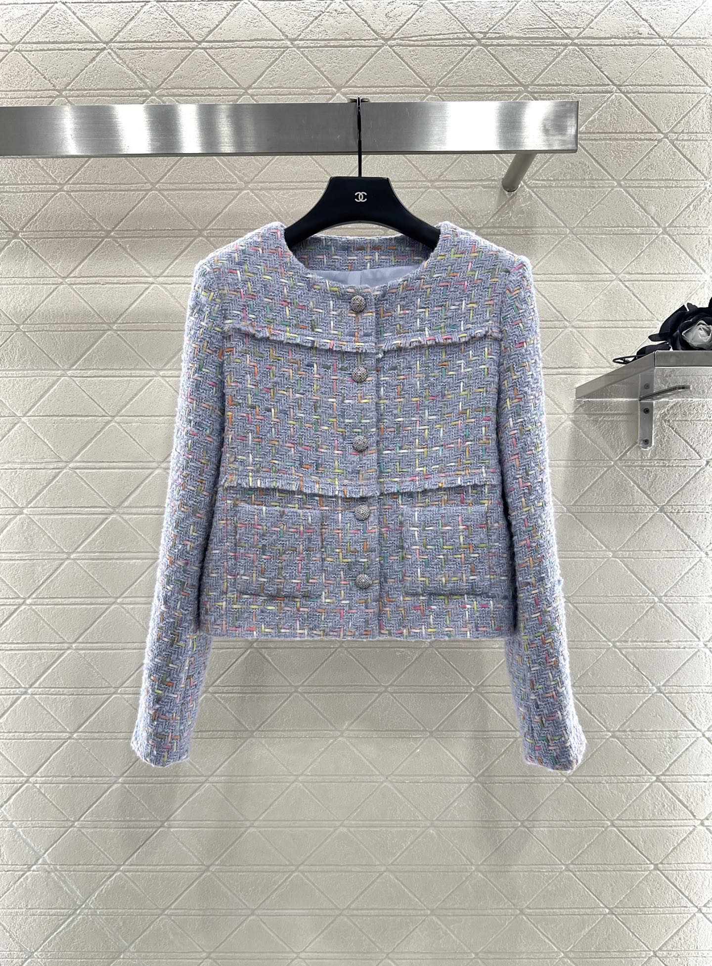 Di 25 Round neck woven wool short jacket+half skirt set