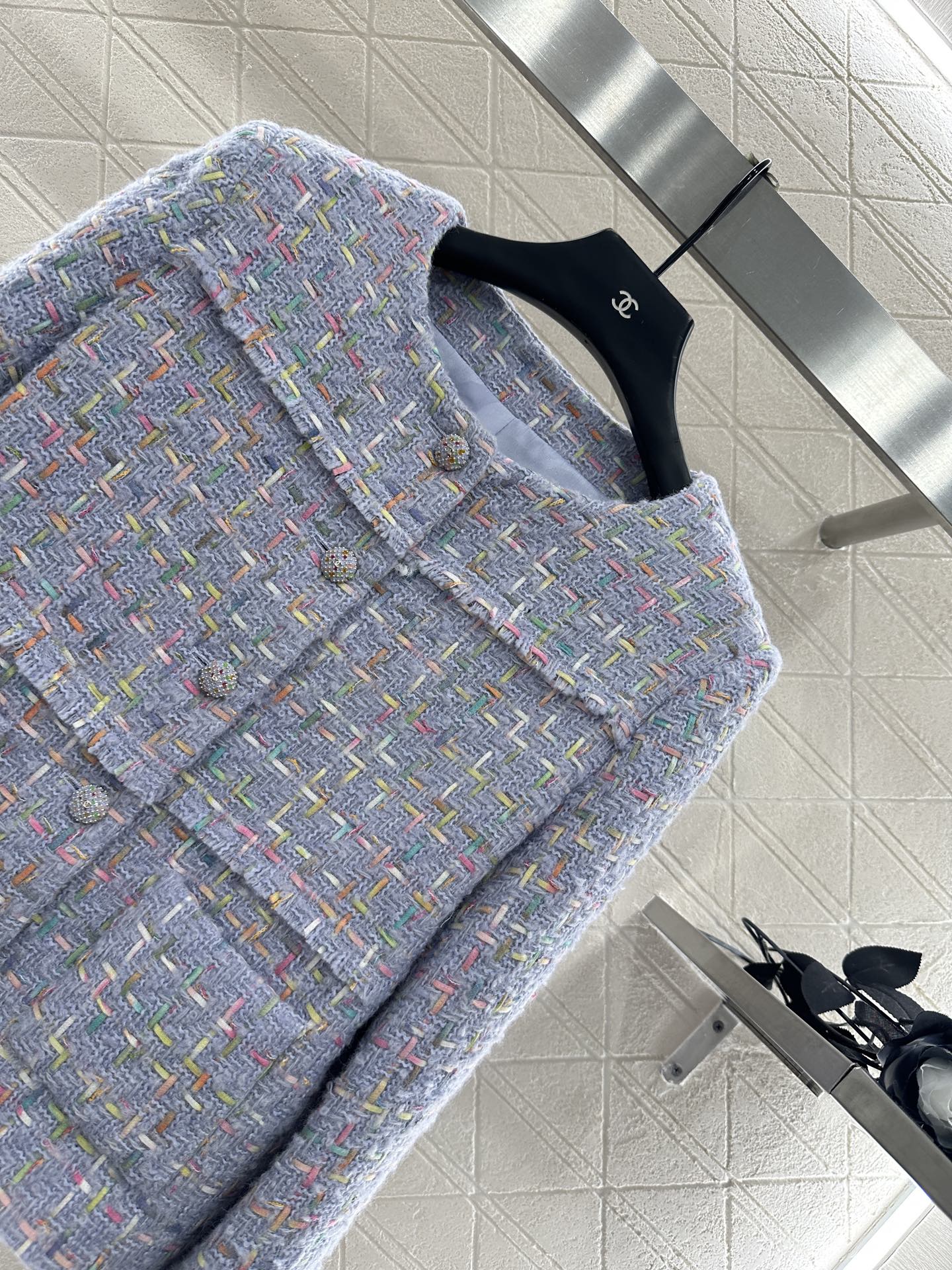 Di 25 Round neck woven wool short jacket+half skirt set