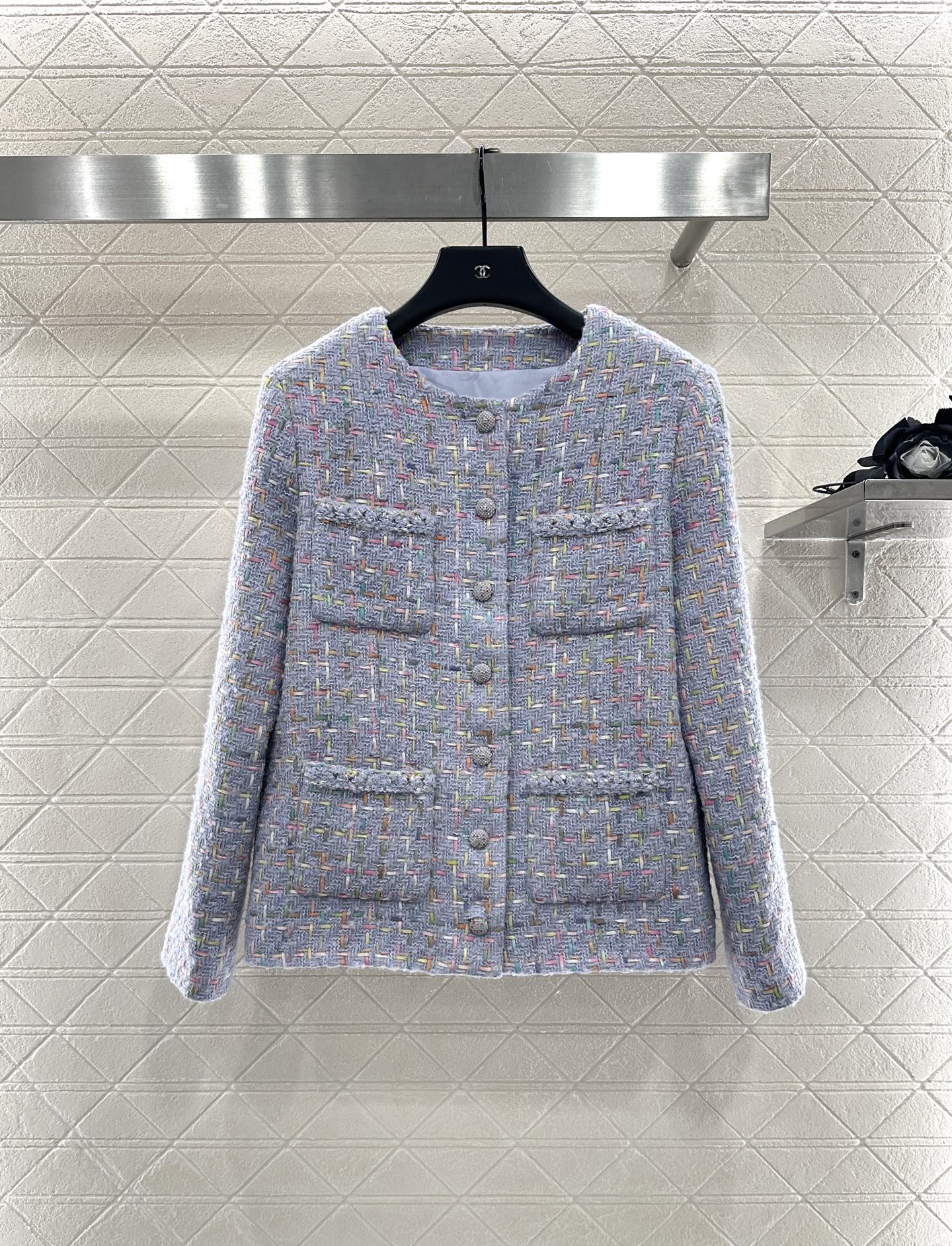 Di 25 Round neck woven wool jacket+half skirt set