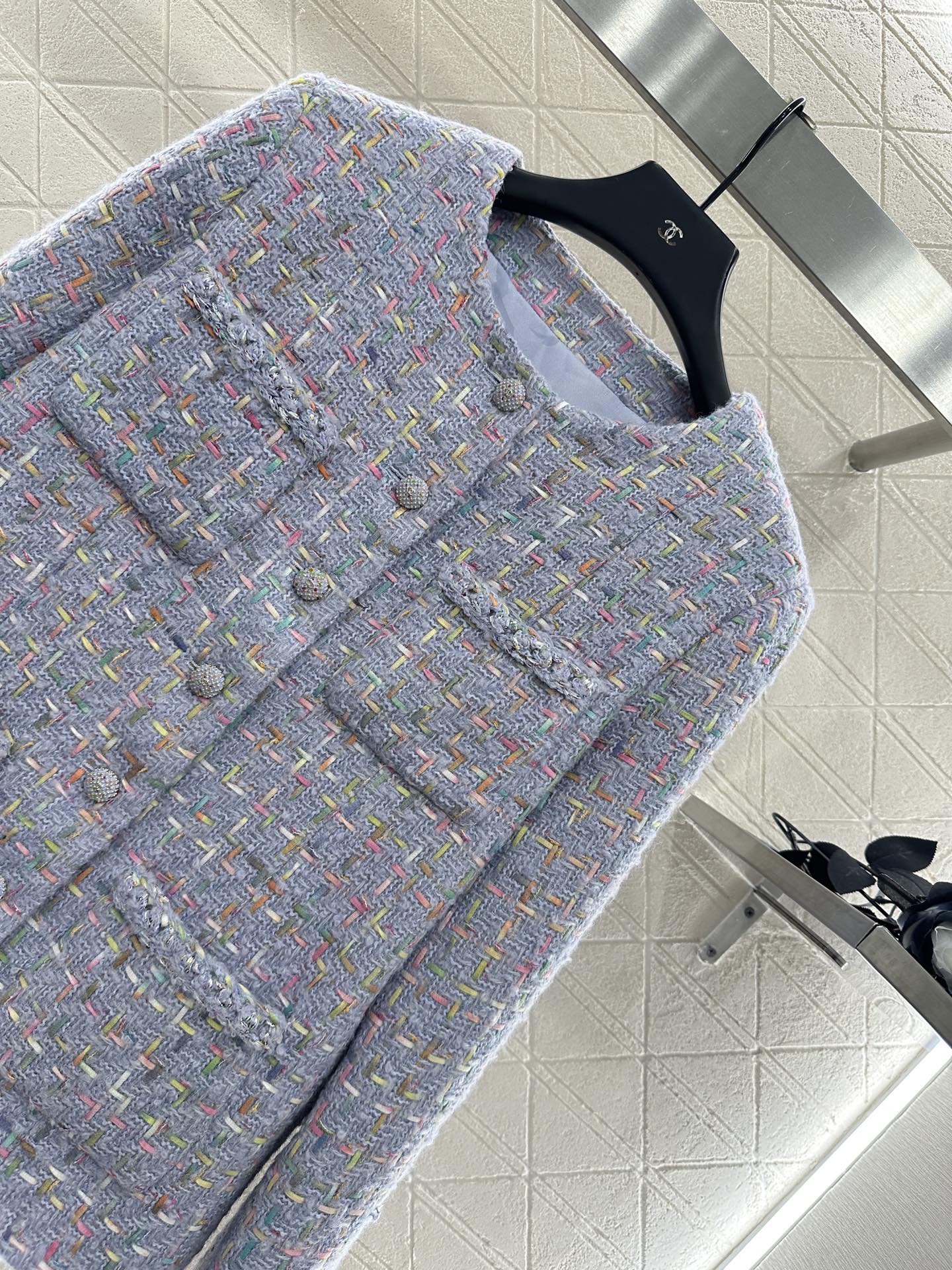 Di 25 Round neck woven wool jacket+half skirt set