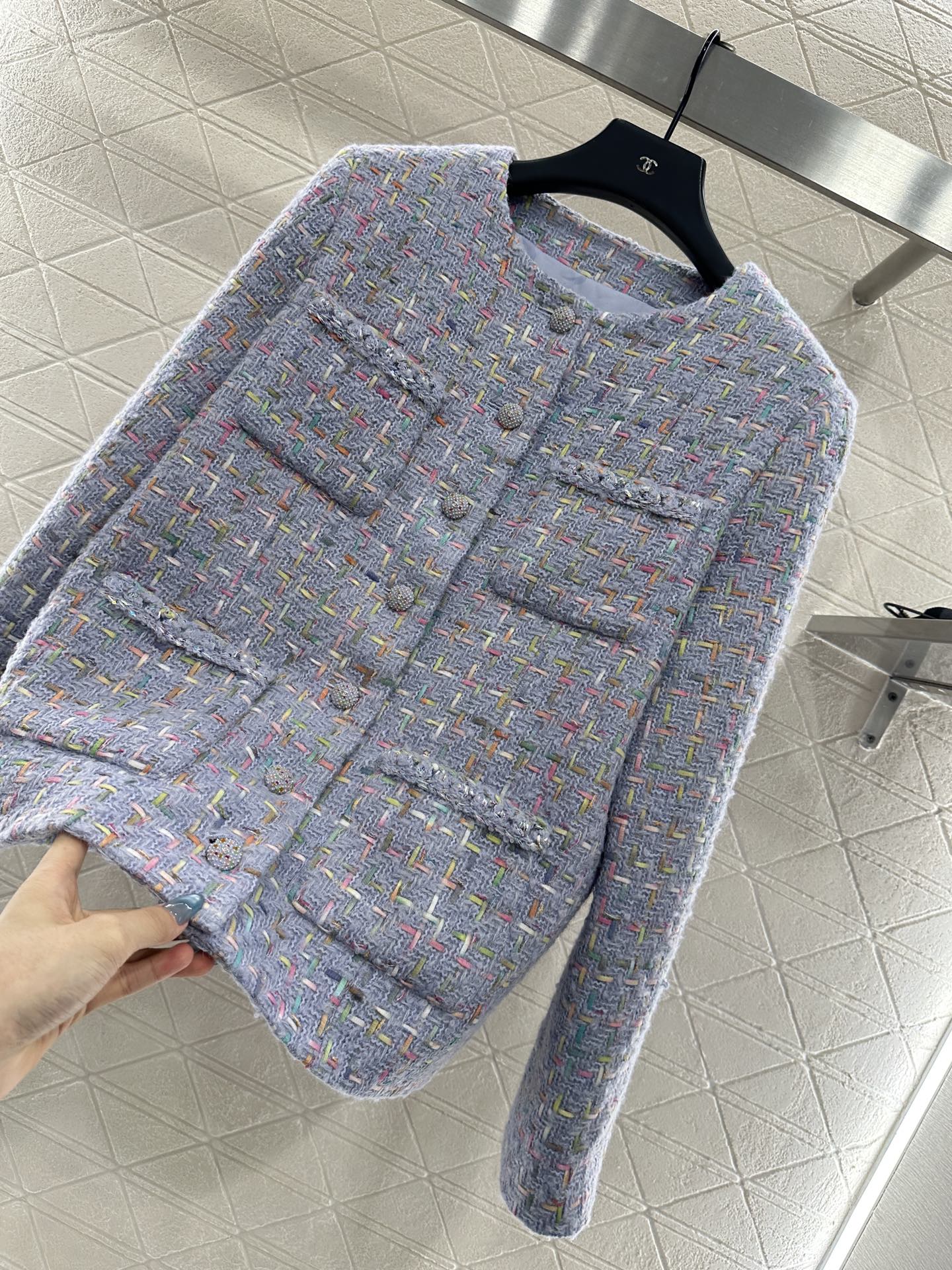 Di 25 Round neck woven wool jacket+half skirt set