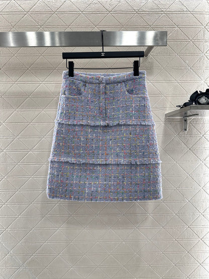 Di 25 Round neck woven wool jacket+half skirt set