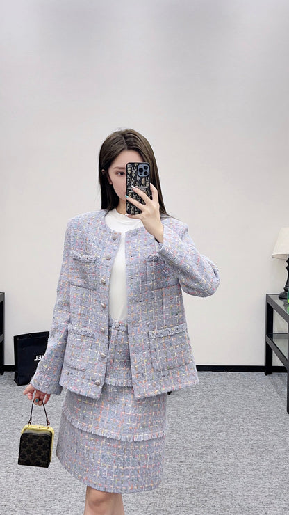 Di 25 Round neck woven wool jacket+half skirt set