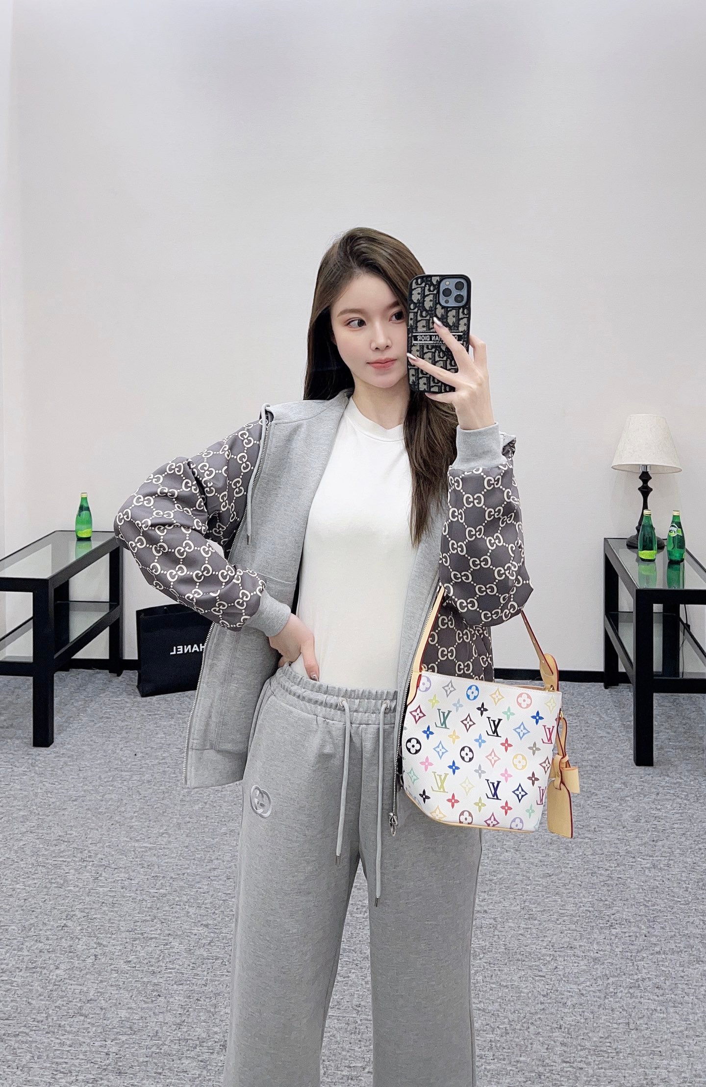 Gu 25 Double sided hooded jacket+long pants pure cotton set