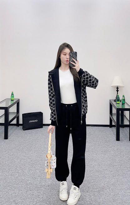 Gu 25 Double sided hooded jacket+long pants pure cotton set