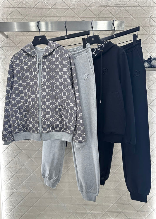 Gu 25 Double sided hooded jacket+long pants pure cotton set