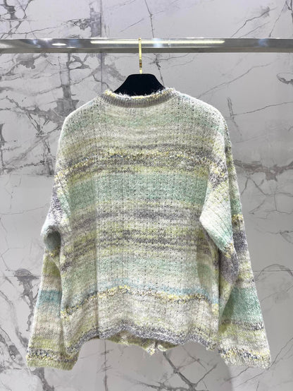 C 25 Gradient stripe patchwork mohair knitted cardigan