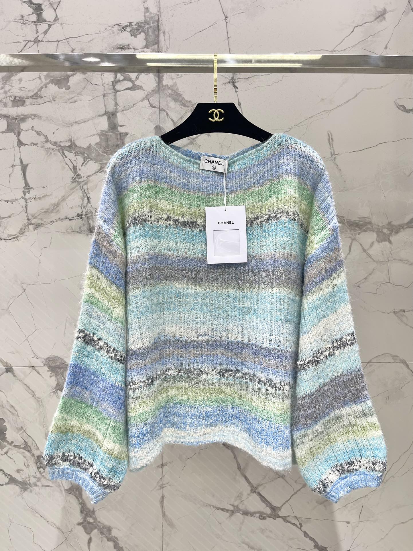 C 25 Gradient-panel mohair loose sweater