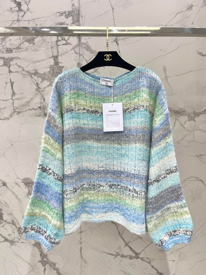 C 25 Gradient-panel mohair loose sweater