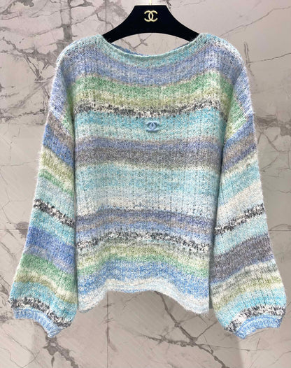 C 25 Gradient-panel mohair loose sweater