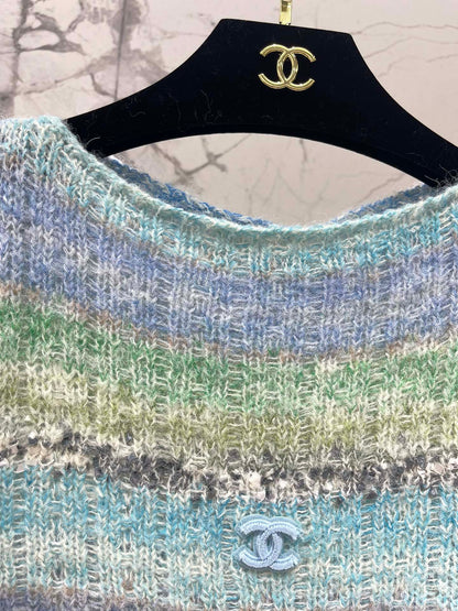 C 25 Gradient-panel mohair loose sweater