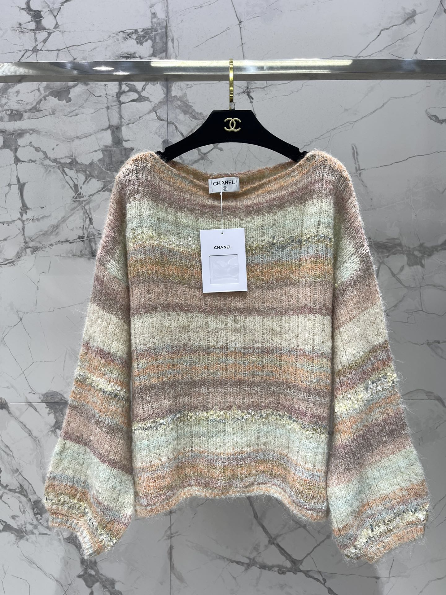 C 25 Gradient-panel mohair loose sweater