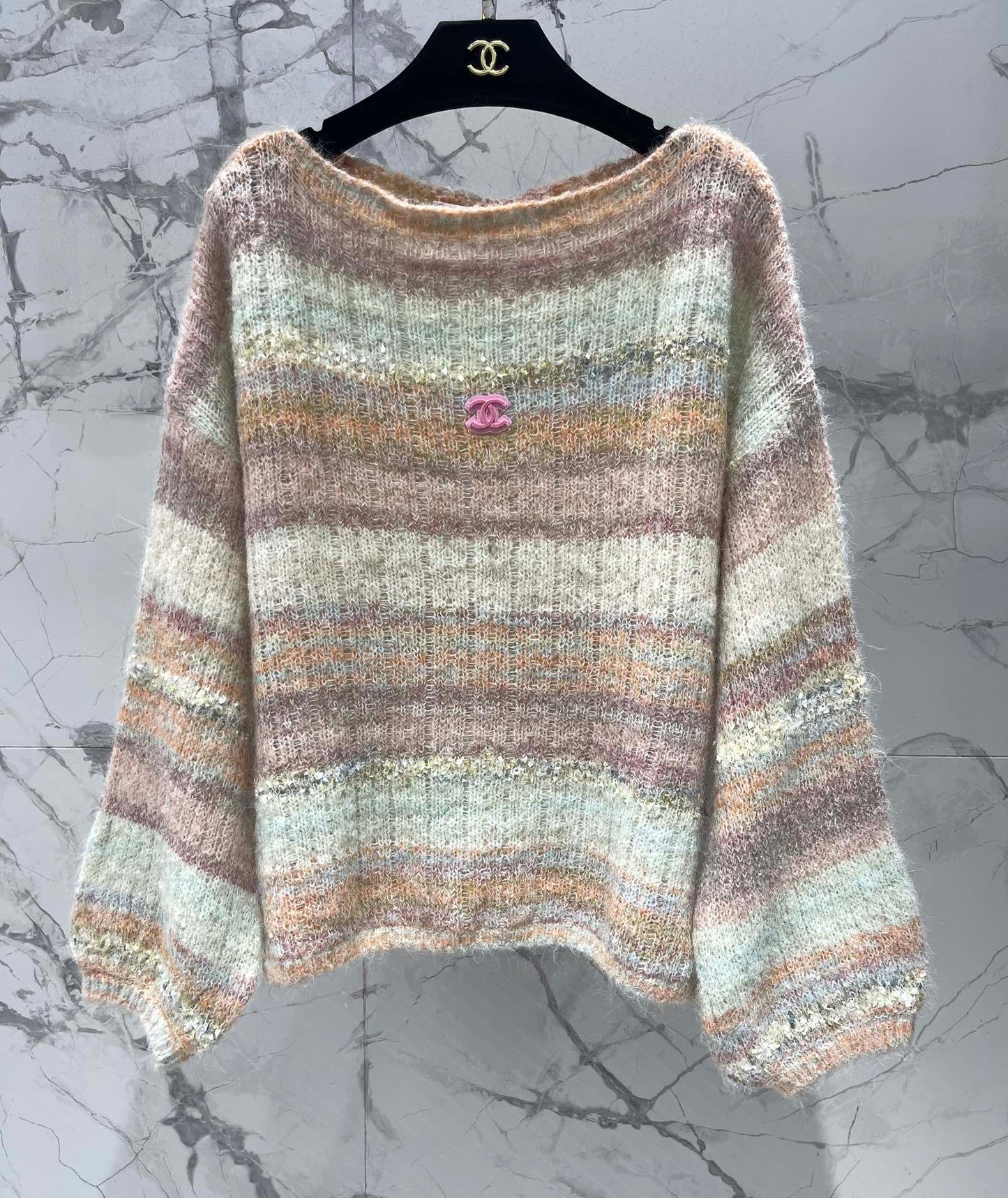 C 25 Gradient-panel mohair loose sweater