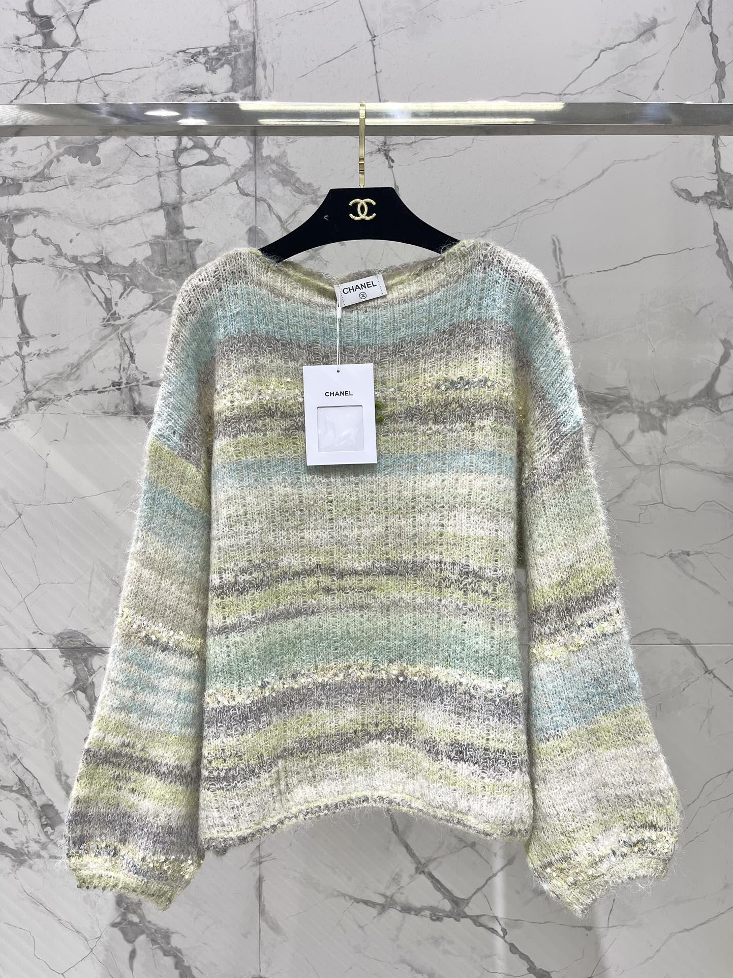 C 25 Gradient-panel mohair loose sweater