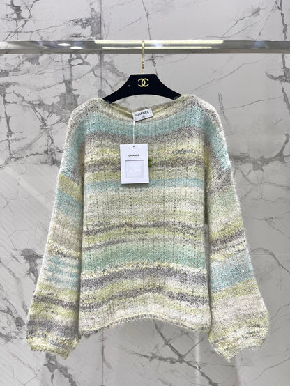 C 25 Gradient-panel mohair loose sweater