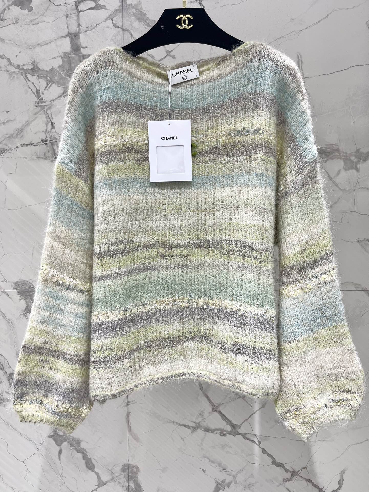 C 25 Gradient-panel mohair loose sweater