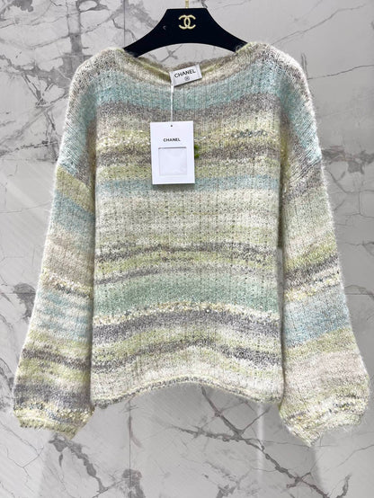 C 25 Gradient-panel mohair loose sweater