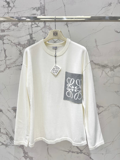 Lo 25 New Loose Cotton Blend Puzzle Pocket Knit wool Sweater