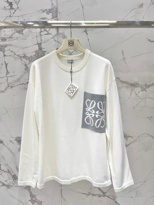 Lo 25 New Loose Cotton Blend Puzzle Pocket Knit wool Sweater