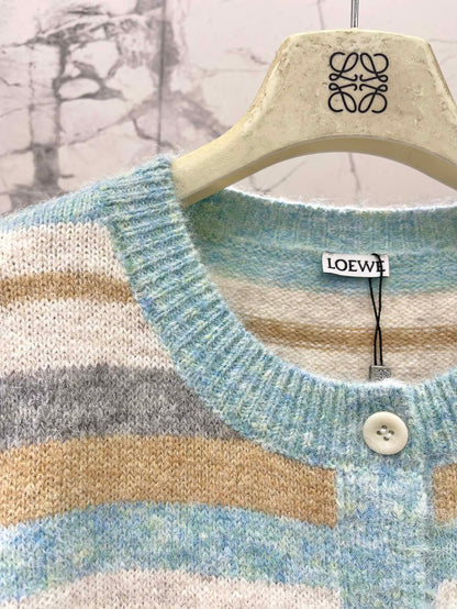 Lo 25 New embroidered logo striped knitted cardigan