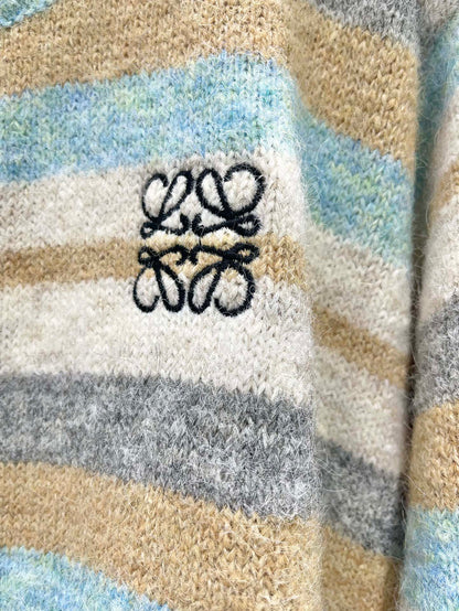 Lo 25 New embroidered logo striped knitted cardigan