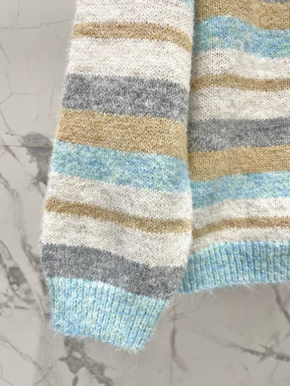 Lo 25 New embroidered logo striped knitted cardigan