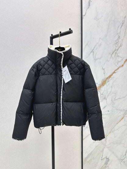 C 25 New Stand Collar Down Jacket (White/Black)