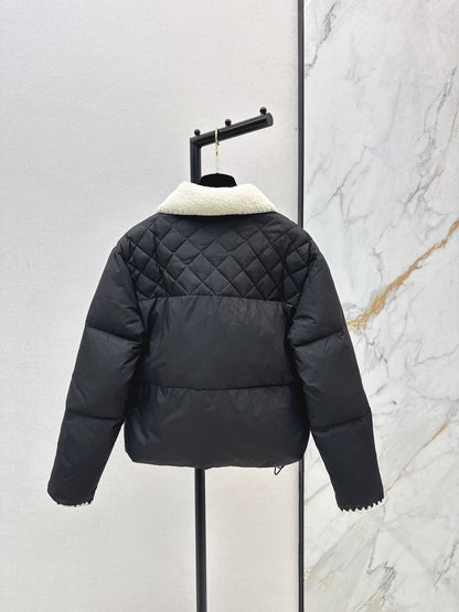 C 25 New Stand Collar Down Jacket (White/Black)