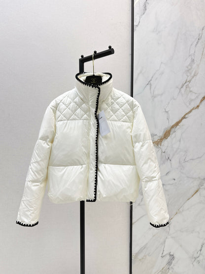 C 25 New Stand Collar Down Jacket (White/Black)