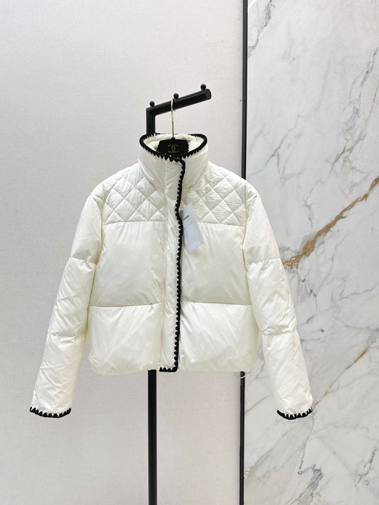 C 25 New Stand Collar Down Jacket (White/Black)