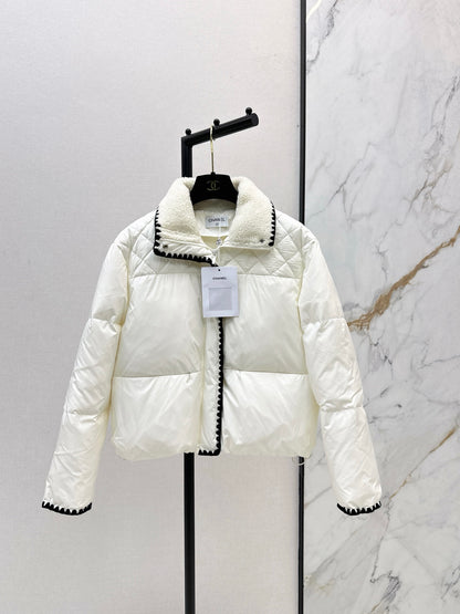 C 25 New Stand Collar Down Jacket (White/Black)