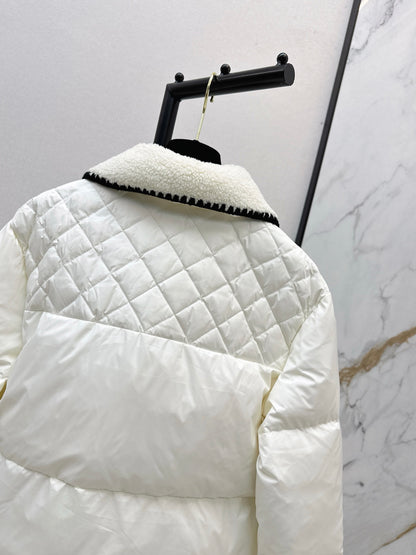 C 25 New Stand Collar Down Jacket (White/Black)