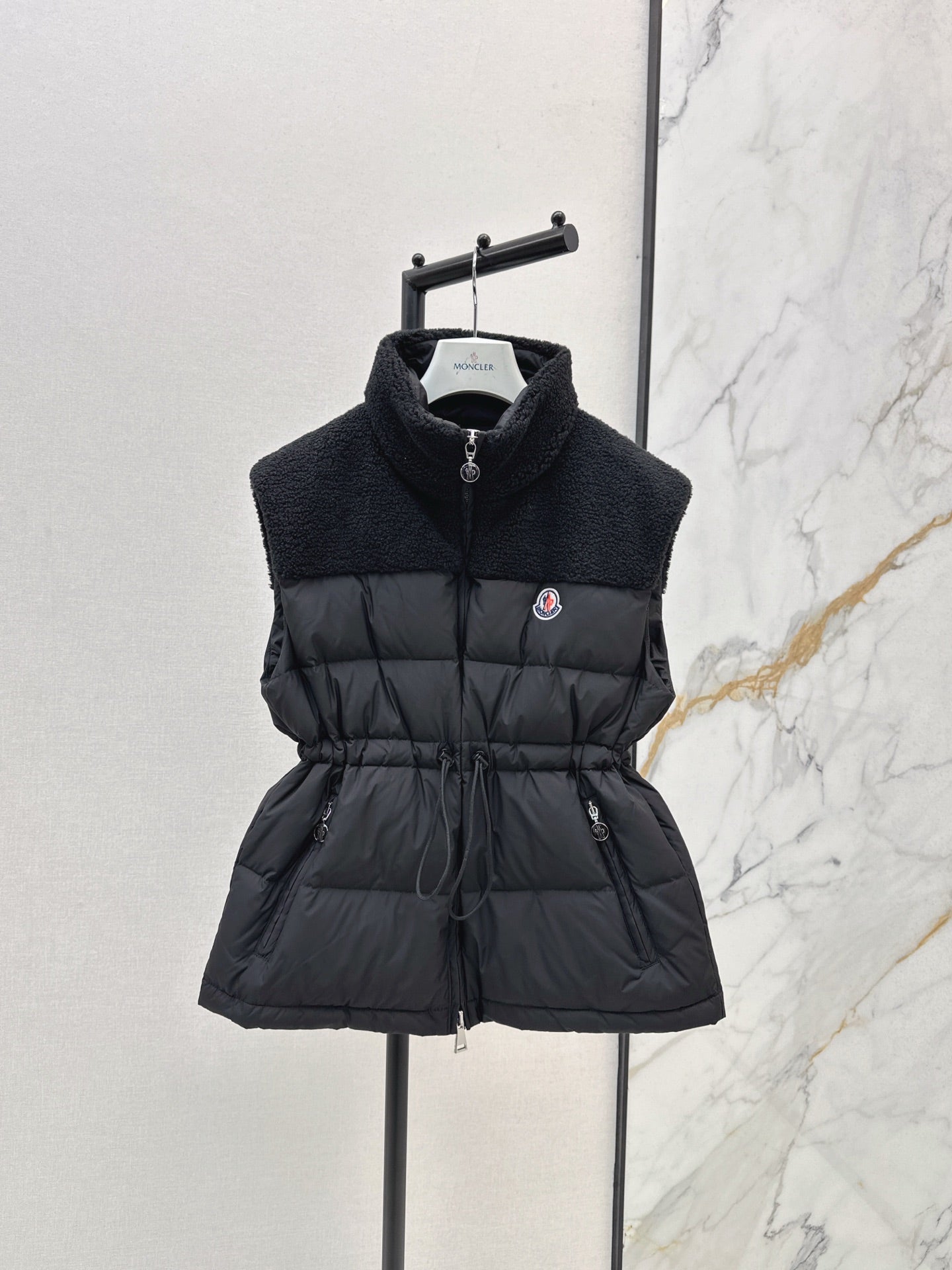 Mon 25 New environmentally friendly lambswool down jacket vest(White/Black)