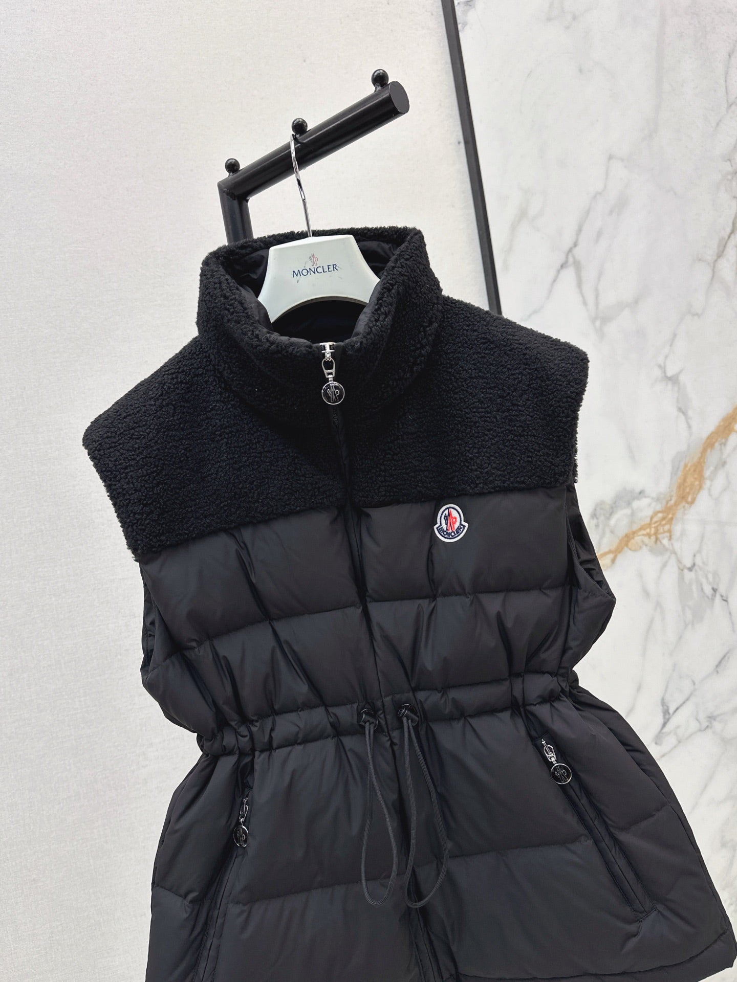 Mon 25 New environmentally friendly lambswool down jacket vest(White/Black)