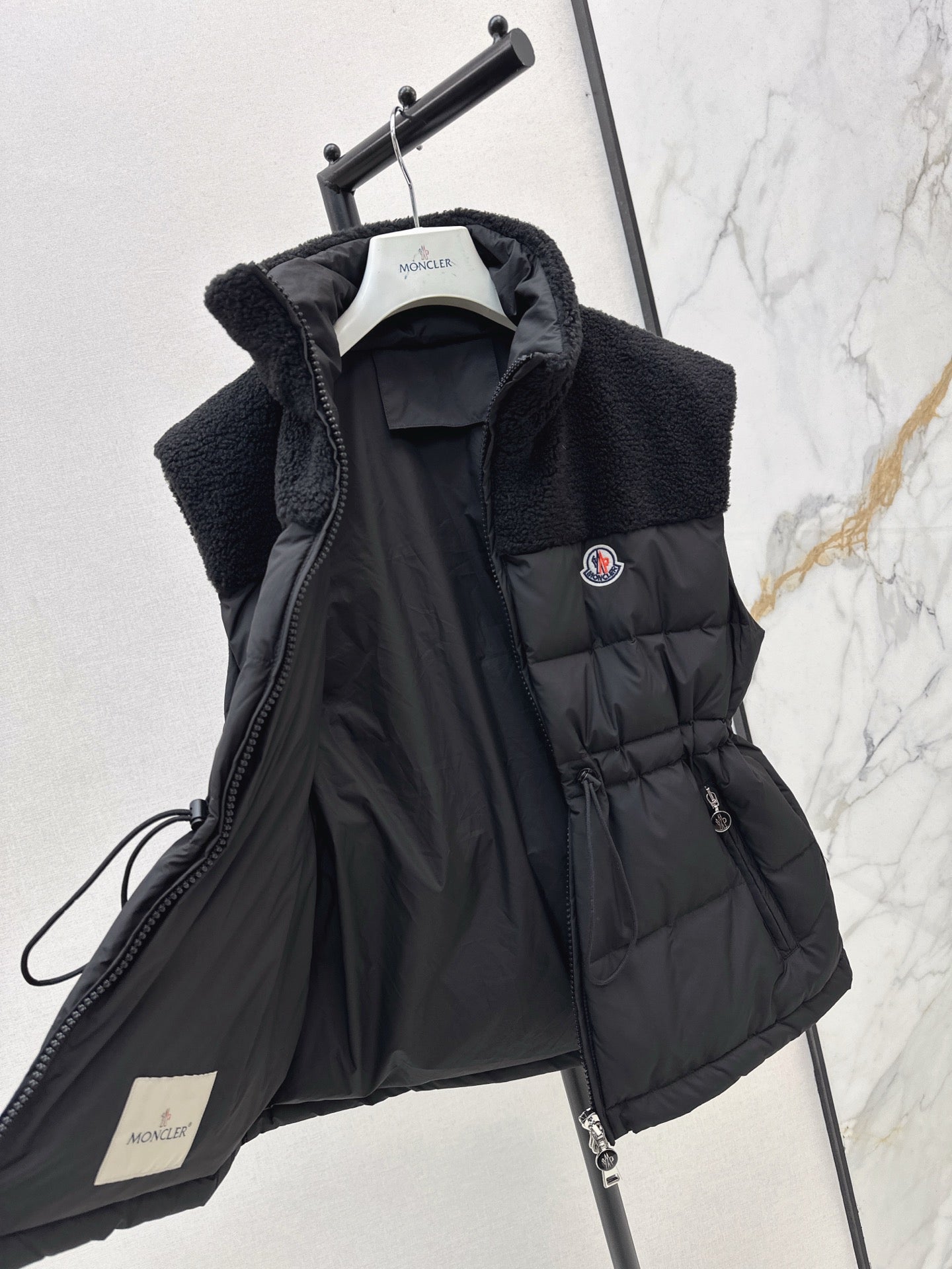 Mon 25 New environmentally friendly lambswool down jacket vest(White/Black)