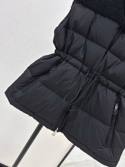Mon 25 New environmentally friendly lambswool down jacket vest(White/Black)