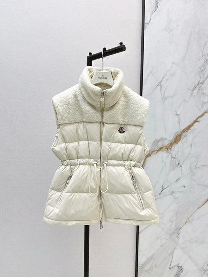 Mon 25 New environmentally friendly lambswool down jacket vest(White/Black)
