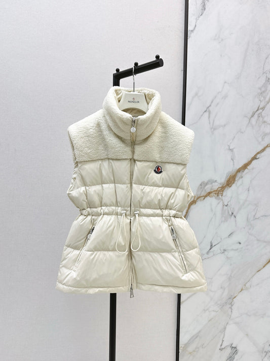 Mon 25 New environmentally friendly lambswool down jacket vest(White/Black)