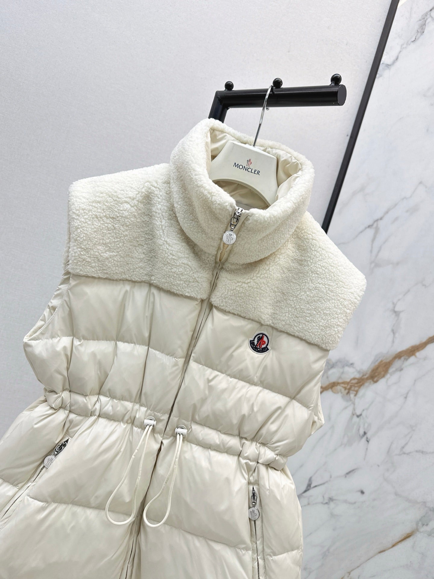 Mon 25 New environmentally friendly lambswool down jacket vest(White/Black)