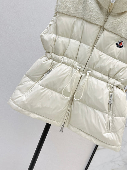 Mon 25 New environmentally friendly lambswool down jacket vest(White/Black)