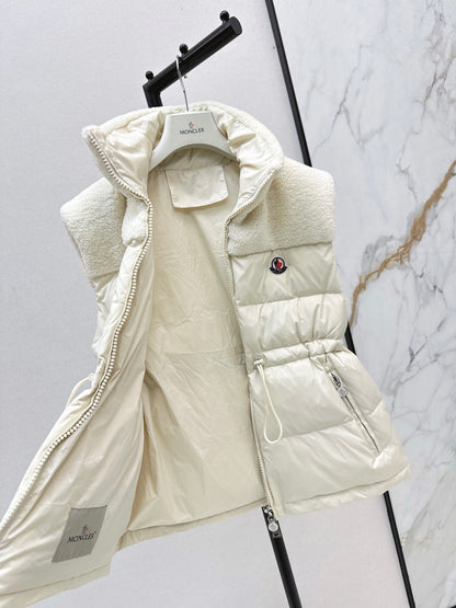 Mon 25 New environmentally friendly lambswool down jacket vest(White/Black)
