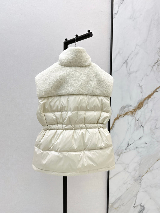Mon 25 New environmentally friendly lambswool down jacket vest(White/Black)