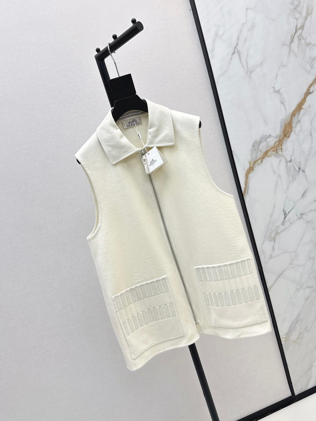He 25 New wool cashmere vest jacket（WHITE/ORANGE/BLACK）