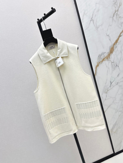 He 25 New wool cashmere vest jacket（WHITE/ORANGE/BLACK）