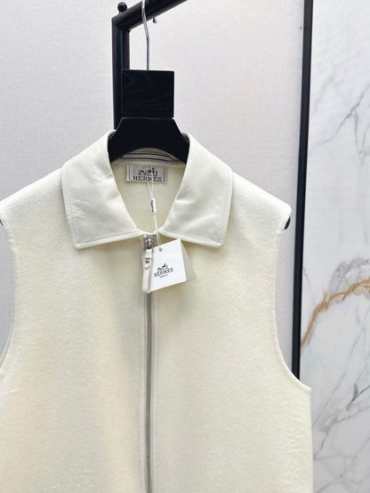 He 25 New wool cashmere vest jacket（WHITE/ORANGE/BLACK）