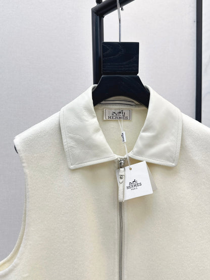 He 25 New wool cashmere vest jacket（WHITE/ORANGE/BLACK）